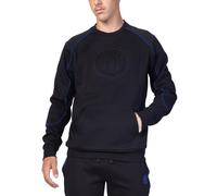 hermet Inter, Blusa Homewear in Felpa Garzata, Abbigliamento da Casa, Nero e Blu con Logo dell'Inter Effetto Rilievo, in Cotone, Taglia L