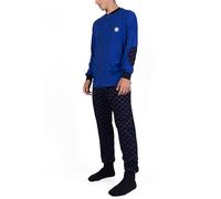 hermet Inter, Pigiama Serafino in Interlock di Cotone, 100% Cotone, Maglia più Pantalone, Royal, con Logo dell'Inter, Taglia 2XL