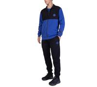 hermet Inter, Tuta da Casa da Uomo, Pigiama Homewear in Felpa Garzata, Felpa con Full Zip e Pantalone con Coulisse in Vita, con Logo dell'Inter, Nero, Taglia 2XL