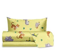 hermet Jolly, Set Lenzuola Letto Singolo Jungle, 100% Cotone, Lenzuolo Sopra + Lenzuolo con Angoli + Federa, Completo Letto Fantasia Cameretta