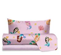 hermet Jolly, Set Lenzuola Letto Singolo Sirena, 100% Cotone, Lenzuolo Sopra + Lenzuolo con Angoli + Federa, Completo Letto Fantasia Cameretta