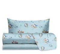 hermet Jolly, Set Lenzuola Letto Singolo Teddy Bear Azzurro, 100% Cotone, Lenzuolo Sopra + Lenzuolo con Angoli + Federa, Completo Letto Orsetto Cameretta