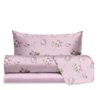hermet Jolly, Set Lenzuola Letto Singolo Teddy Bear Rosa, 100% Cotone, Lenzuolo Sopra + Lenzuolo con Angoli + Federa, Completo Letto Orsetto Cameretta