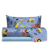 hermet Jolly, Set Lenzuola Letto Singolo Trattori, 100% Cotone, Lenzuolo Sopra + Lenzuolo con Angoli + Federa, Completo Letto Fantasia Cameretta