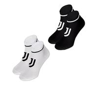 hermet Juventus, 2 Paia Calze Sneaker, Calzini Corti, Pacco da 2, Nero e Bianco, TG. 39/42, Prodotto Ufficiale