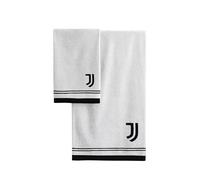 Juventus Asciugamani Bagno, Set 2 Asciugamani Bagno, Asciugamano Viso, Asciugamano Bidet, Prodotto Ufficiale, 100% cotone, Set 2 pezzi, Bianco Nero