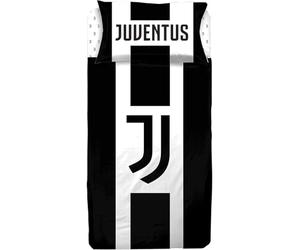 hermet Juventus FC, Lenzuola Letto 1 Piazza e Mezza, Completo Lenzuolo 1 Piazza e Mezza, Bianco Nero, Lenzuolo Sopra, Lenzuolo Con Angoli, Federa, 100% Puro Cotone, Prodotto Ufficiale