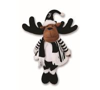 hermet Juventus, Renna Natalizia per Decorare la Tua casa, Idea Regalo, Altezza 57 cm, Bianco e Nero, Composizione Poliestere e Legno, Prodotto Ufficiale
