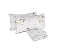 hermet Laura Biagiotti, Set Lenzuola Letto Matrimoniale In Percalle Di Cotone, 100% Percalle di Cotone Stampato, Lenzuolo da Sopra, Lenzuolo Con Angoli, Coppia Federe, Okab Avorio