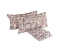 hermet Laura Biagiotti, Set Lenzuola Letto Matrimoniale In Percalle Di Cotone, 100% Percalle di Cotone Stampato, Lenzuolo da Sopra, Lenzuolo Con Angoli, Coppia Federe, Enif Beige