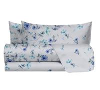 hermet Laura Biagiotti, Set Lenzuola Matrimoniali Cotone, Completo Letto a Fantasia, 100% Cotone, Lenzuolo Sopra + Lenzuolo Con Angoli + Coppia Federe, Xanthe Avio