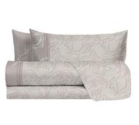 hermet Laura Biagiotti, Set Lenzuola Matrimoniali Cotone, Completo Letto a Fantasia, 100% Cotone, Lenzuolo Sopra + Lenzuolo Con Angoli + Coppia Federe, Nefeli Tortora