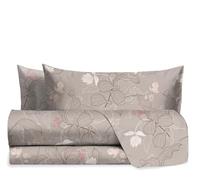 hermet Laura Biagiotti, Set Lenzuola Matrimoniali Cotone, Completo Letto a Fantasia, 100% Cotone, Lenzuolo Sopra + Lenzuolo Con Angoli + Coppia Federe, Gea Tortora