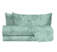 hermet Laura Biagiotti, Set Lenzuola Matrimoniali Cotone, Completo Letto a Fantasia, 100% Cotone, Lenzuolo Sopra + Lenzuolo Con Angoli + Coppia Federe, Tesia Salvia
