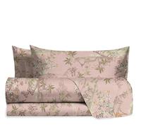 hermet Laura Biagiotti, Set Lenzuola Matrimoniali Cotone, Completo Letto a Fantasia, 100% Cotone, Lenzuolo Sopra + Lenzuolo Con Angoli + Coppia Federe, Teia Rosa