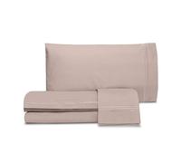 hermet Laura Biagiotti, Set Lenzuola Matrimoniali Tinta Unita Con Ricamo, 100% Percalle di Cotone, Lenzuolo Sopra, Lenzuolo Con Angoli, Coppia Federe, Rosa Antico