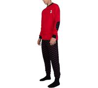 hermet Milan, Pigiama Serafino in Interlock di Cotone, Pigiama per Bambini o Ragazzi, 100% Cotone, Maglia più Pantalone, Rosso, con Logo del Milan, 16 Anni