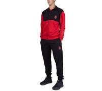 hermet Milan, Tuta da Casa da Uomo, Pigiama Homewear in Felpa Garzata, Felpa con Full Zip e Pantalone con Coulisse in Vita, con Logo del Milan, Rosso, Taglia S