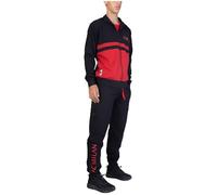 hermet Milan, Tuta da Casa da Uomo, Pigiama Homewear in Felpa Garzata, Felpa con Full Zip e Pantalone con Coulisse in Vita, con Scritta Milan Lato Cuore, Nero, Taglia 2XL
