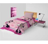 hermet Minnie Mouse, Copriletto Letto Singolo Disney, Copriletto Primaverile Non Imbottito, Copriletto Singolo Bambino, 170x270 cm, 100% cotone, Disney