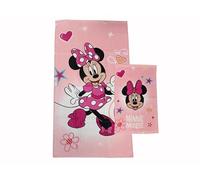 hermet Minnie Mouse Disney, Asciugamani Bagno in Spugna, Set 2 Asciugamani Bagno, Asciugamano Viso, Asciugamano Bidet, Rosa, 100% Cotone, Set 2 pezzi, Prodotto Ufficiale