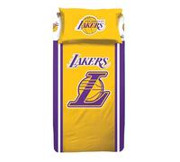 hermet NBA, Set Lenzuola Letto Singolo, Completo Letto Singolo, Lenzuolo Sopra, Lenzuolo Con Angoli, Federa, 100% Cotone, Lakers, Prodotto Ufficiale