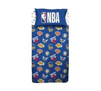hermet NBA, Set Lenzuola Letto Singolo, Completo Letto Singolo, Lenzuolo Sopra, Lenzuolo Con Angoli, Federa, 100% Cotone, Bulls, Lakers, Warriors, Nets, Prodotto Ufficiale