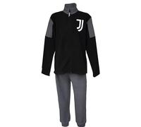 hermet Pigiama Juventus, in Pile, Maglia Maniche Lunghe Pantalone, Pigiama Juventus per Adulto, Unisex, Full Zip, Nero, Taglia S