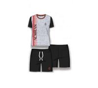 hermet Pigiama Milan Corto Nero Estivo Ragazzo Bambino Ufficiale Homewear Maglia Mezza Manica e Pantaloncino Tuta Cotone 2035 (IT, età, 14 Anni, Regular, Milan Grigio 2035)