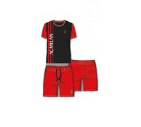 hermet Pigiama Milan Corto Nero Estivo Ragazzo Uomo Ufficiale Homewear Maglia Mezza Manica e Pantaloncino Tuta Cotone 2035, XXL