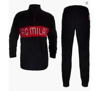 hermet Pigiama Milan, in Pile, Maglia Maniche Lunghe Pantalone, Pigiama Milan per Bambino o Ragazzo, Full Zip, Rosso, Taglia 10 Anni