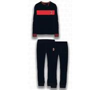 hermet Pigiama Milan Serafino Interlock per Bambini, Nero e Rosso, 8-9 Anni