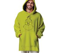 hermet Plaid con Maniche Grinch, Coperta Con Maniche e Cappuccio, Felpa da Casa con Cappuccio, Poncho Homewear, 100% Poliestere, Morbido e Caldo, Soft Touch, Taglia Unica
