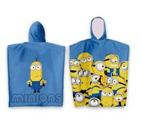 hermet Poncho In Spugna Minions, Asciugmano Bimbo con Cappuccio, 100% Cotone, Misura 60x120