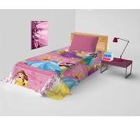 hermet Princess, Copriletto Letto Singolo Disney, Copriletto Primaverile Non Imbottito, Copriletto Singolo Bambino, 170x270 cm, 100% cotone, Principesse Disney