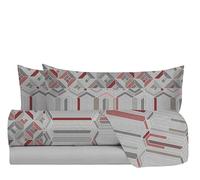 hermet Set Lenzuola Letto Matrimoniale In 100% Cotone Fantasia, Completo Letto 2 Piazze, Lenzuolo da Sopra + Lenzuolo con Angoli +2 Federe, Var. Nilo Grigio