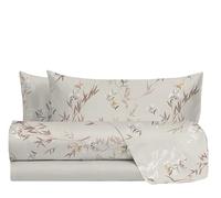 hermet Set Lenzuola Letto Matrimoniale In 100% Cotone Fantasia, Completo Letto 2 Piazze, Lenzuolo da Sopra + Lenzuolo con Angoli +2 Federe, Livia Tortora