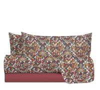 hermet Set Lenzuola Letto Matrimoniale In 100% Cotone Fantasia, Completo Letto 2 Piazze, Lenzuolo da Sopra + Lenzuolo con Angoli +2 Federe, Var. Danubio Mattone