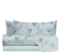 hermet Set Lenzuola Letto Matrimoniale In 100% Cotone Fantasia, Completo Letto 2 Piazze, Lenzuolo da Sopra + Lenzuolo con Angoli +2 Federe, Noemi Azzurro