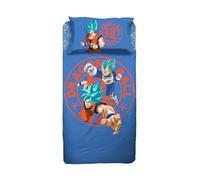 hermet Set Lenzuolo Letto Singolo Dragon Ball 100% Cotone, Completo Letto 1 Piazza, Lenzuolo Sopra + Lenzuolo con Angoli + Federa, Biancheria per la Cameretta, Prodotto Ufficiale