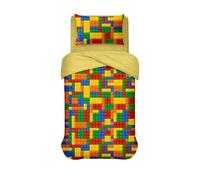 hermet Set Sacco Copripiumino Letto Singolo Bricks, Parure Copriumino 1 Piazza, Sacco + Federa, 100% Cotone
