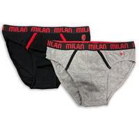 hermet Slip Uomo AC Milan - Confezione da 2 Pezzi, Taglia L, Nero e Grigio, Mutande Adulto, Cotone Elasticizzato, Prodotto Ufficiale