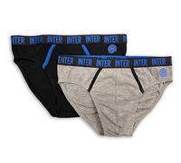 hermet Slip Uomo Inter - Confezione da 2 Pezzi, Taglia M, Nero e Grigio, Mutande Adulto, Cotone Elasticizzato, Prodotto Ufficiale
