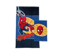 Spiderman Marvel, Asciugamani Bagno in Spugna, Set 2 Asciugamani Bagno, Asciugamano Viso, Asciugamano Bidet, Blu, Cotone, 100 Percento, Set 2 pezzi, Prodotto Ufficiale