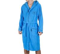 hermet SSC Napoli, Accappatoio In Microspugna Bambino Con Cappuccio, 100% Cotone, Busta Salvaspazio, taglia 8/10 Anni, Prodotto Ufficiale, Azzurro