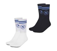 hermet SSC Napoli, Set 2 Paia Calze, Pacco da 2, Calze con Logo, Taglia 35/38, Bianco Nero, Prodotto Ufficiale