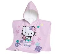 hermet, Telo Mare Con Cappuccio Hello Kitty, Poncho Mare Maxi da Bambino, 60x60 cm, Asciugamano da Spiaggia o Piscina, 100% Morbido Cotone