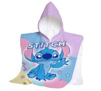 hermet Telo Mare Con Cappuccio Stitch, Poncho Mare Maxi da Bambino, 60x60 cm, Asciugamano da Spiaggia o Piscina, 100% Morbido Cotone