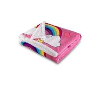 Unicorno Coperta Plaid Pile Sherpa Agnellato, 130x160, Invernale, Doppio Strato, Letto Divano, Morbida Calda