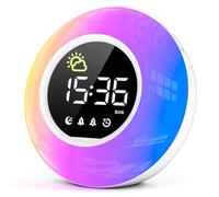 HERMIC Sveglia Digitale da Comodino per Bambini con Luce Notturna a 10 Colori, Modalità Giorno e Notte, 12 Melodie, Doppia Sveglia, Timer, Luminosità e Volume Regolabili, Alimentazione a Rete